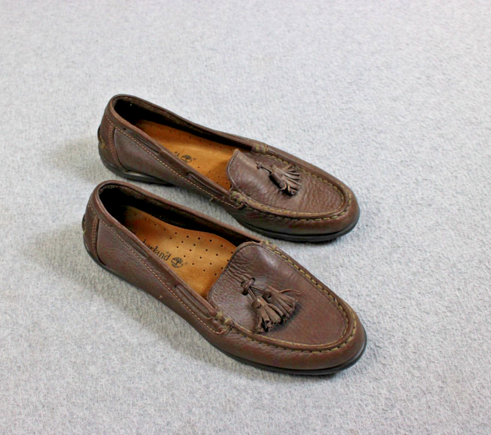 Timberland Shoes Women 6 Brown Leather Moccasin Slip On Tassel Heritage Academia